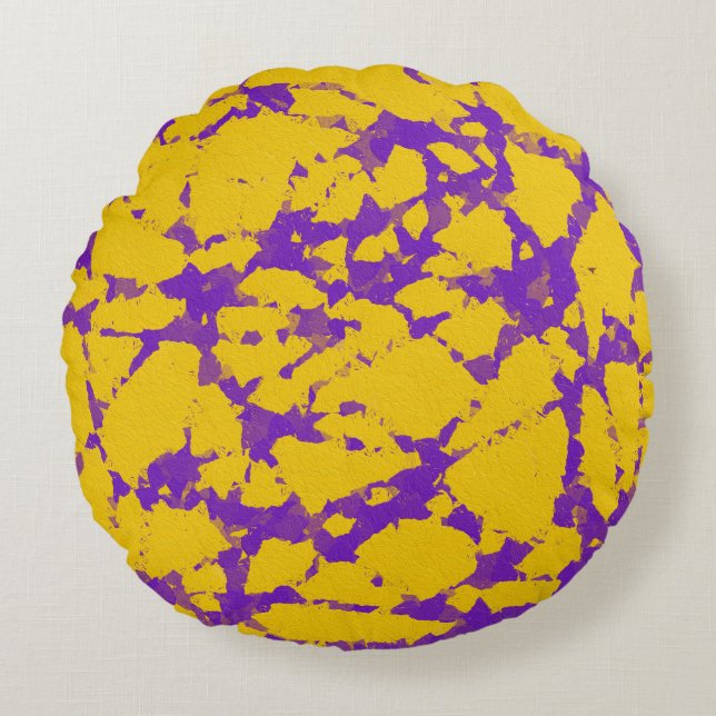 Purple and Yellow Tie Dye Round Cushion (Front)