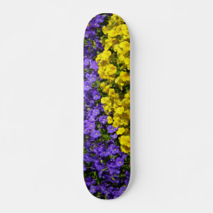 Purple and Yellow Violas Colourful Floral Skateboard