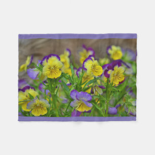 Purple And Yellow Violas Fleece Blanket