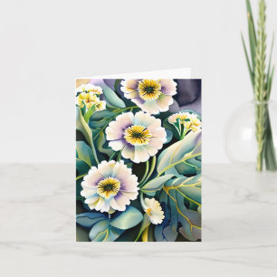 Purple and yellow watercolor flowers customisable card