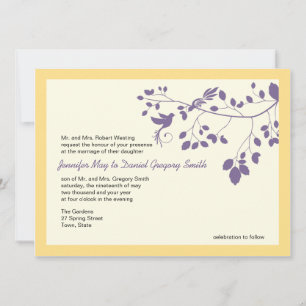 Purple And Yellow Wedding Invites Love Birds
