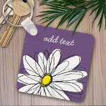 Purple and Yellow Whimsical Daisy Custom Text Key Ring<br><div class="desc">A zen and whimsical,  hipster piece of art. You can add a name,  monogram or other custom text. If you need to move the art around,  click on the customize button to make changes.</div>