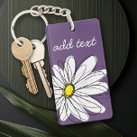 Purple and Yellow Whimsical Daisy Custom Text Key Ring<br><div class="desc">A zen and whimsical,  hipster piece of art. You can add a name,  monogram or other custom text. If you need to move the art around,  click on the customise button to make changes.</div>