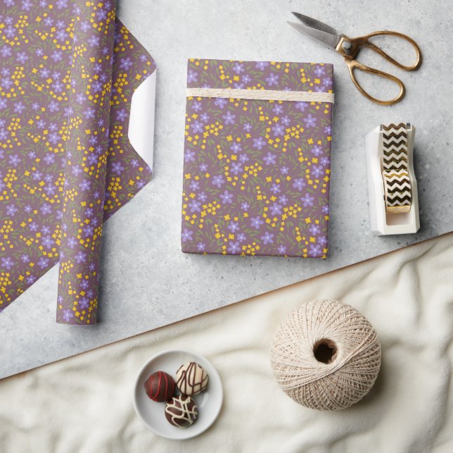 Purple and Yellow Wildflower Gift Wrap (Crafts)