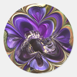 Purple Anemone Abstract Classic Round Sticker