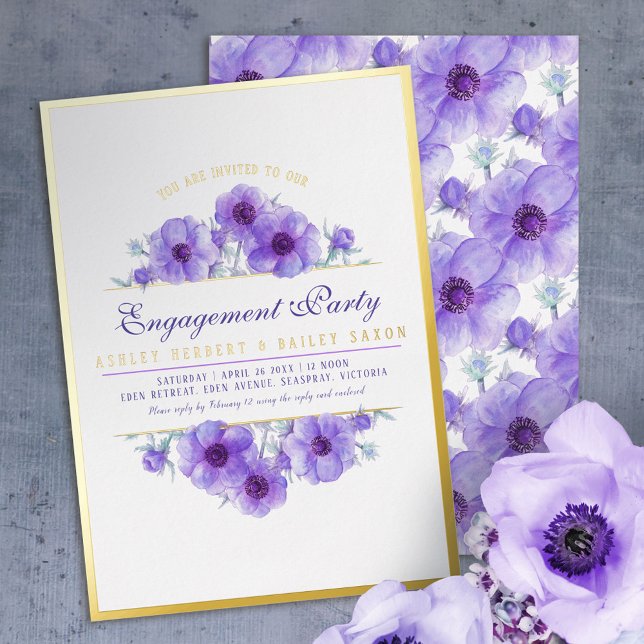 Purple anemone floral watercolor engagement  (Creator Uploaded)