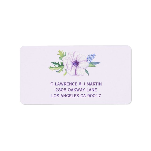 Purple Anemone & Hyacinth Spring Floral Label (Front)