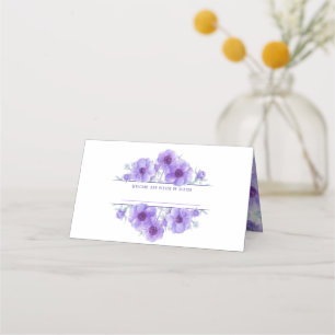 Purple anemone watercolor wedding guest cards