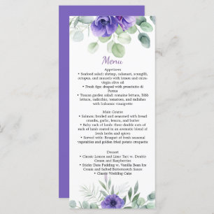 Purple Anemones and Greenery Wedding Menu