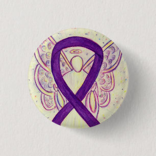 Purple Angel Awareness Ribbon Custom Art Pins
