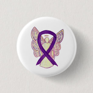 Purple Angel Awareness Ribbon Custom Art Pins