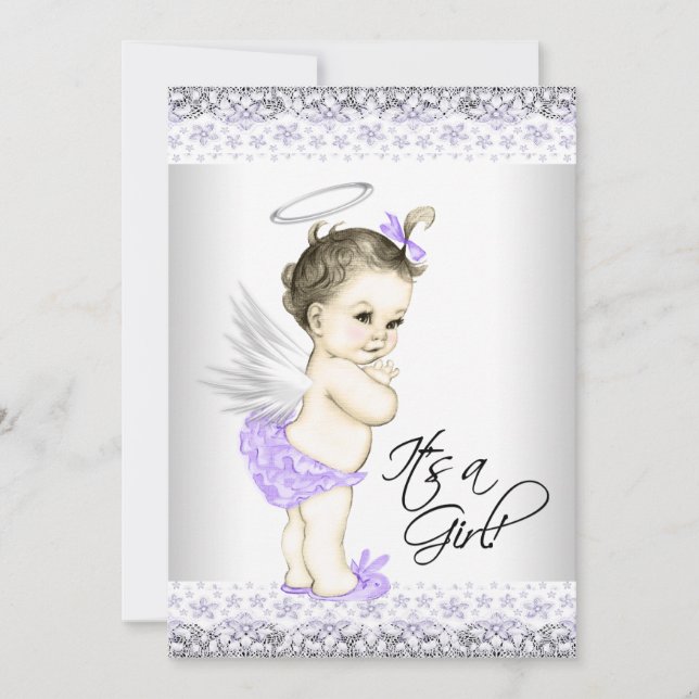 Purple Angel Baby Shower Invitations (Front)