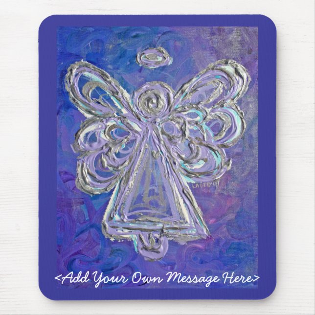 Purple Angel Mousepad with Customised Message (Front)
