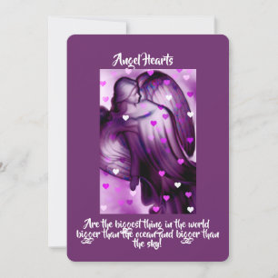 Purple Angel With Hearts Invitation