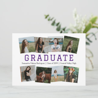Purple Angled Eight-Photo Graduation Announcement