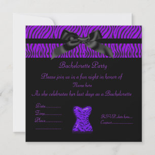 PURPLE ANIMAL PRINT BACHELORETTE PARTY INVITE WITH
