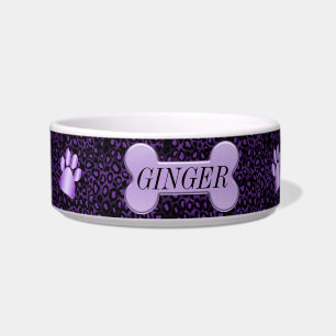 Purple Animal Print - Personalised Bowl