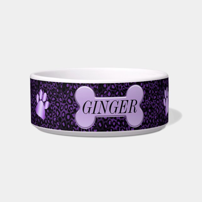 Purple Animal Print - Personalised Bowl (Front)