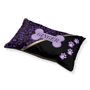 Purple Animal Print - Personalized Pet Bed