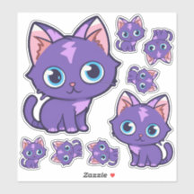 Purple Anime Cat Vector Art