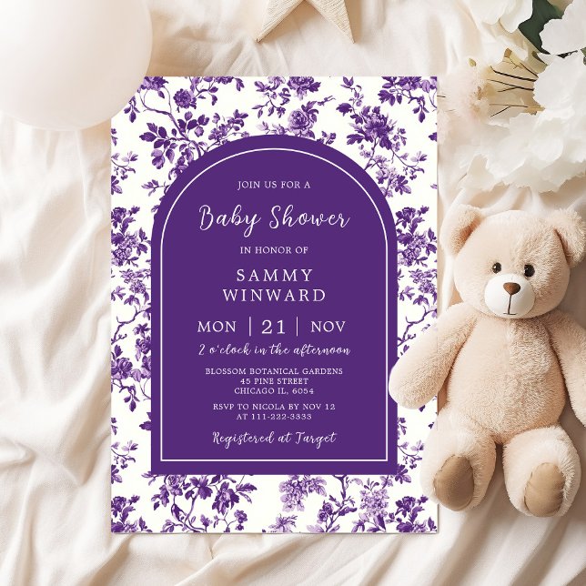Purple Antique Chinoiserie Baby Shower Invitation (Creator Uploaded)