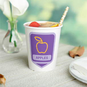 Purple Apple Badge Design Fruit Lover Paper Cups