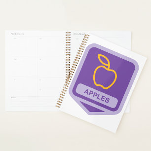 Purple Apple Badge Design Fruit Lover  Planner