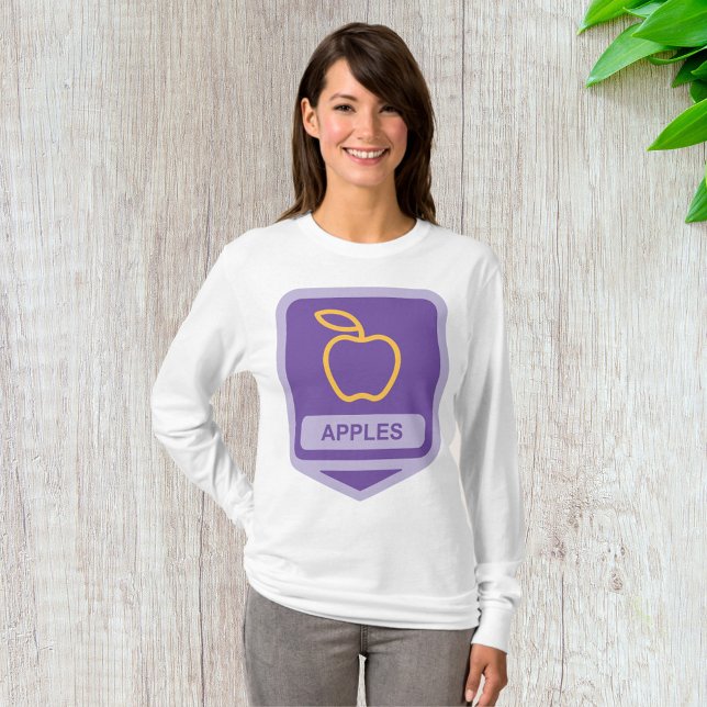 Purple Apple Badge Design Fruit Lover  T-Shirt (Creator Uploaded)