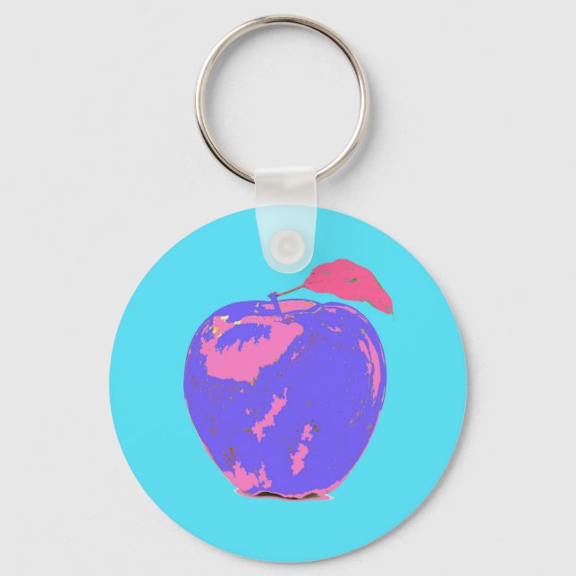 Purple Apple Pop Art Key Ring (Front)