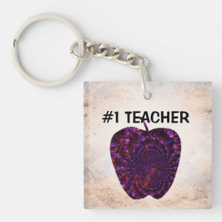 Purple Apple Teacher Gift Key Ring