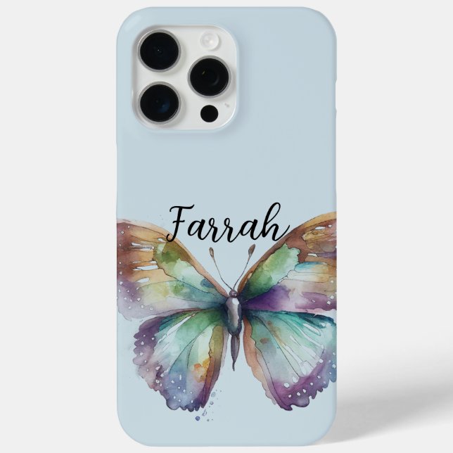 Purple Aqua Blue Gold Mint Butterflies Case-Mate iPhone Case (Back)