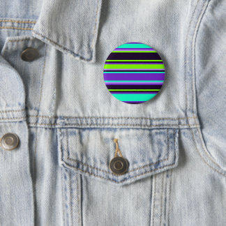 Purple, Aqua, & Chartreuse Striped Button Pin