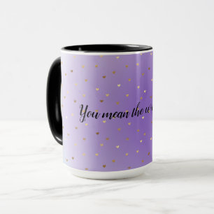 Purple Aqua Ombre Gold Hearts Mug