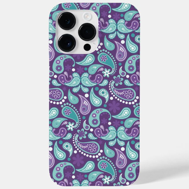 PURPLE & AQUA PAISLEY PATTERNS Case-Mate iPhone CASE (Back)