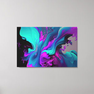 Purple Aqua Turquoise Beautiful Abstract Fluid Art Canvas Print
