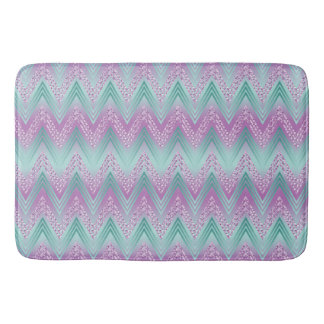 PURPLE & AQUA TURQUOISE ZIG ZAG STRIPES BATH MAT