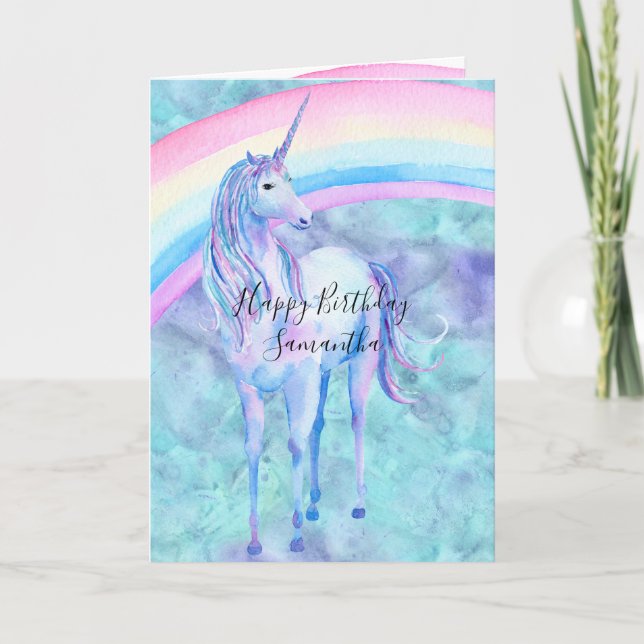 Purple Aqua Unicorn Dream Card (Front)