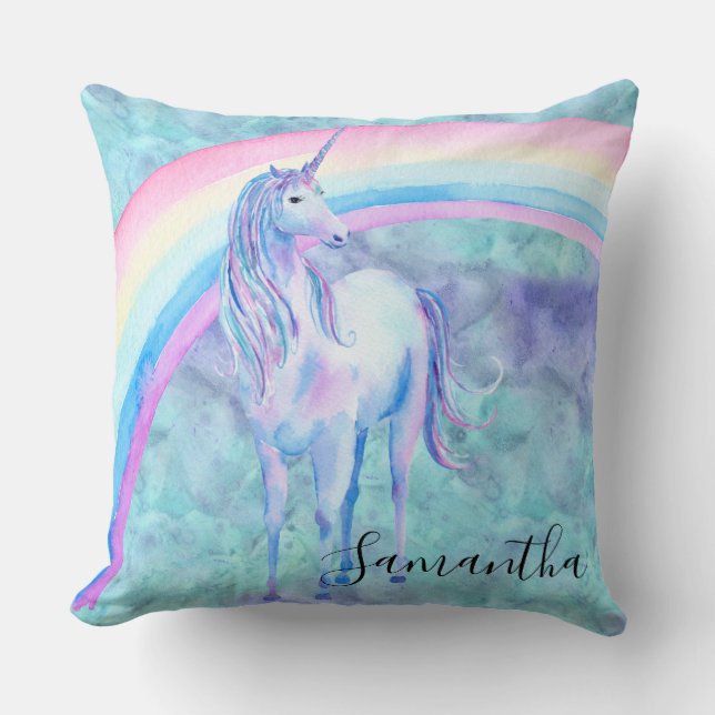 Purple Aqua Unicorn Dream Cushion (Front)