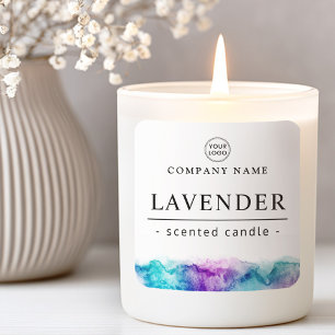 Purple aqua watercolor custom logo product label