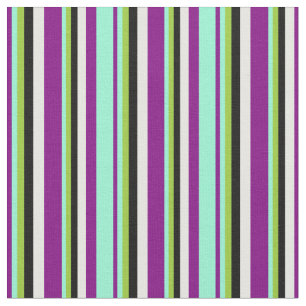 Purple, Aquamarine, Green, Black, and Mint Cream Fabric