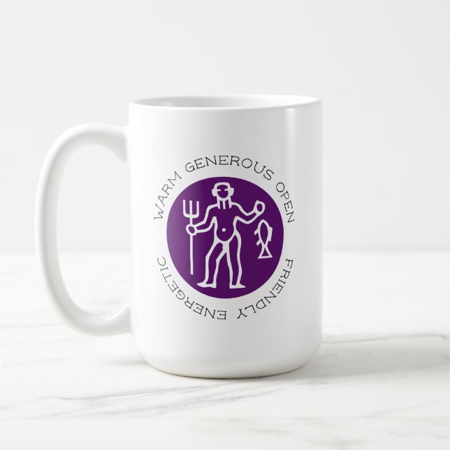 Purple Aquarius Zodiac Star Sign Astrology Trait Coffee Mug (Left)