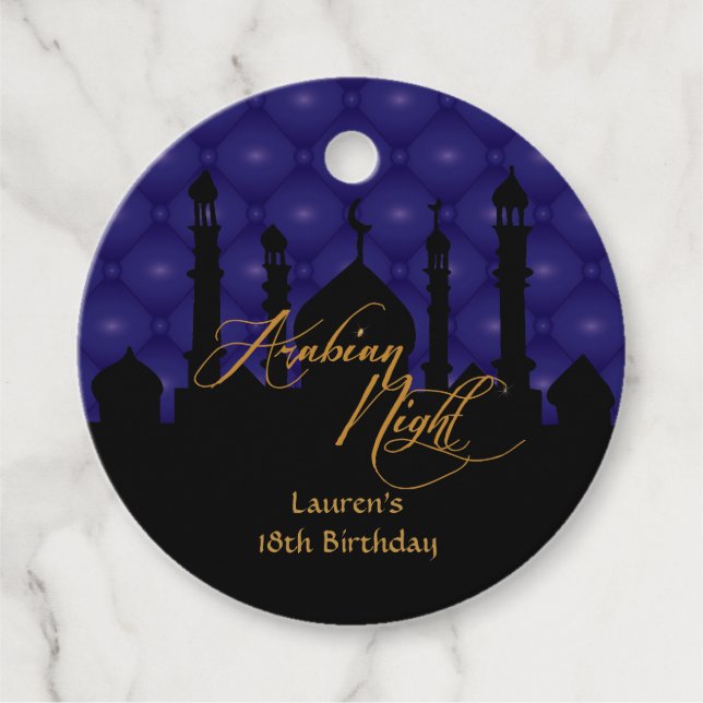 Purple Arabian Night Party Favour Tags (Front)