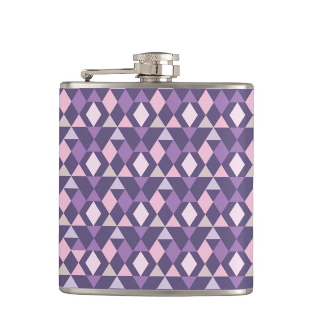 Purple Arabic Geometric Pattern Hip Flask (Front)