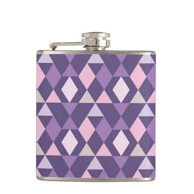 Purple Arabic Geometric Pattern Hip Flask (Front)