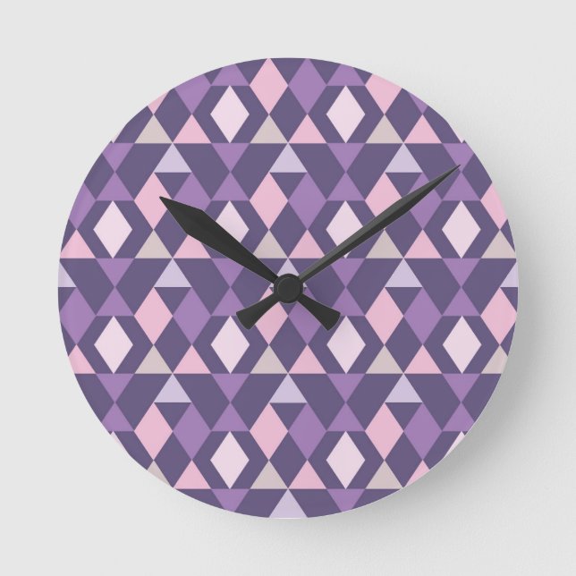 Purple Arabic Geometric Pattern Round Clock (Front)