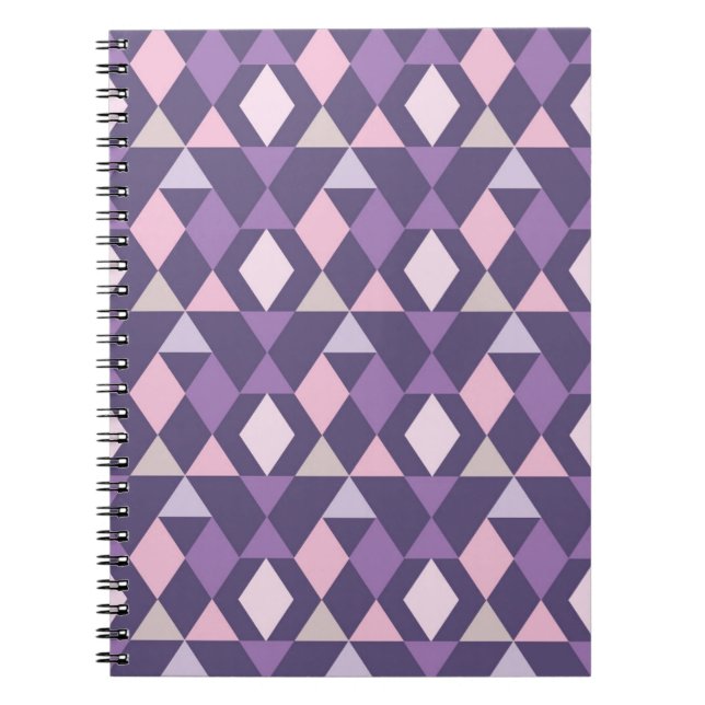 Purple Arabic Geometric Pattern Spiral Notebook (Front)