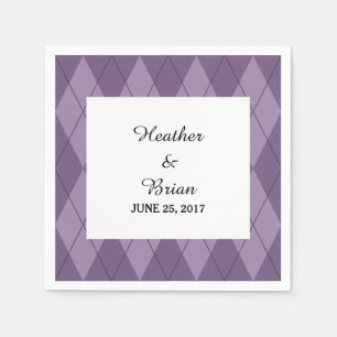 Purple Argyle Paper Napkins