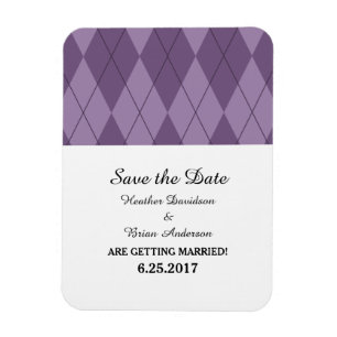 Purple Argyle Save the Date Flexi Magnet