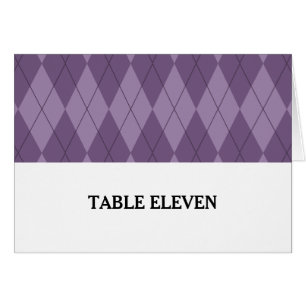 Purple Argyle Table Number Card