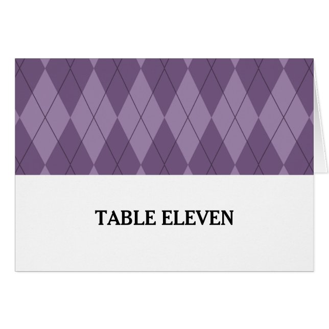 Purple Argyle Table Number Card (Front Horizontal)
